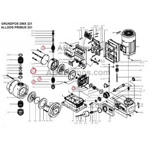 Kit, Diaphragm / Valve parts DMX 220,221. Head size 1. Alldos 553-520
